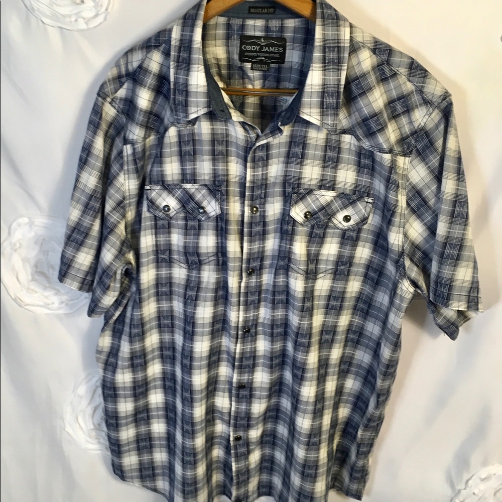 Cody James Men's Blue Plaid Casual Button Down Shirt
